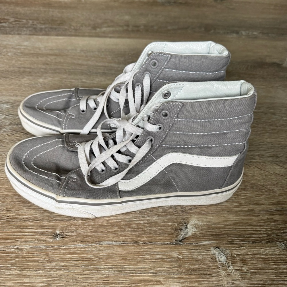 Vans Women's Gray and White High-Top Sneakers